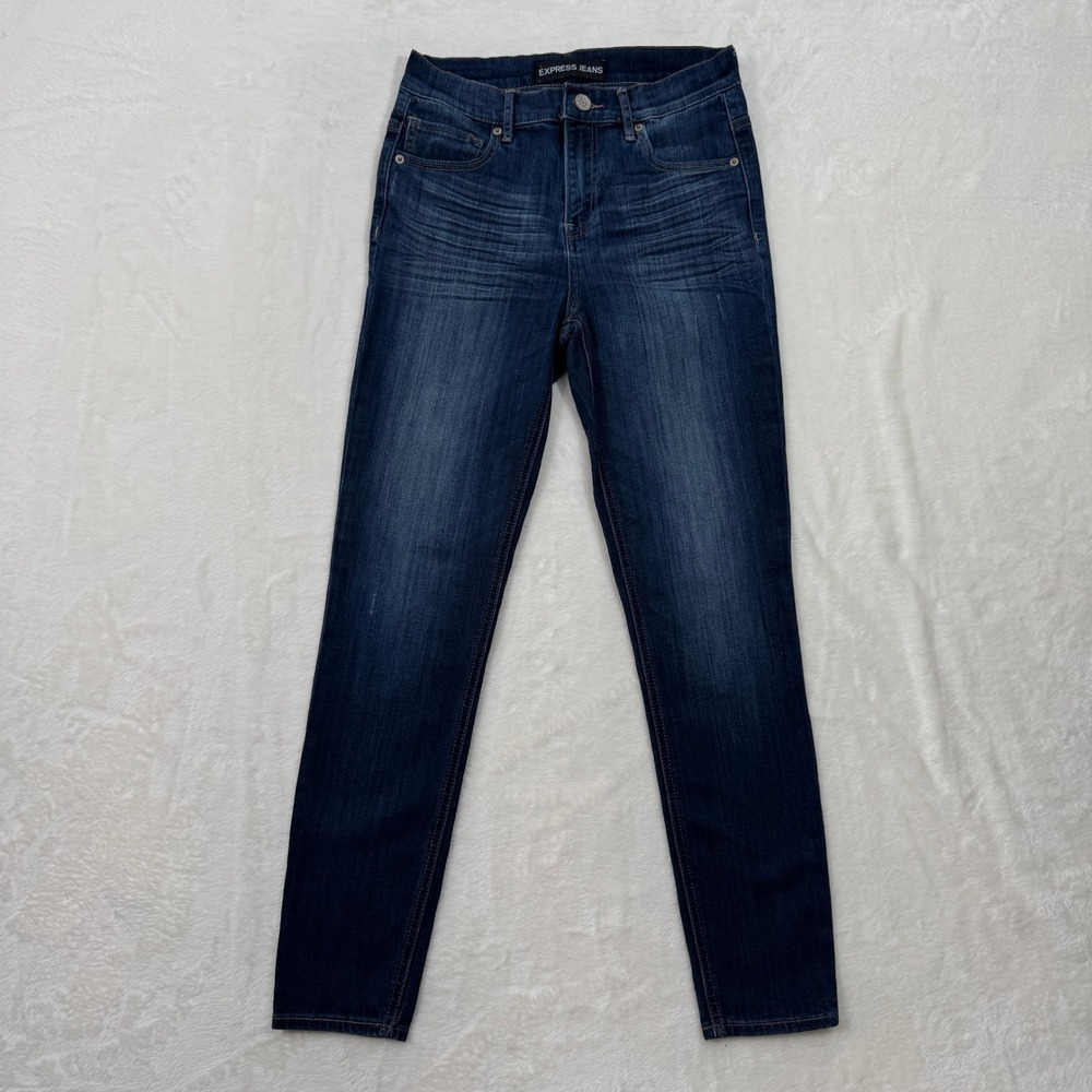 Express Jeans Ankle Legging Womens 4 Dark Wash High Rise Skinny Stretch Denim